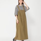 studio CLIP 【軽量】タックジャンパースカート スタディオクリップ ワンピース・ドレス ワンピース カーキグリーン ネイビー【送料無料】
