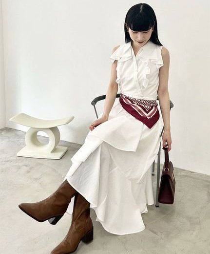LILY BROWN ラッフルフリルティアードシャツワンピ-ス リリーブラウン ワンピース・ドレス ワンピース ホワイト ブラウン【送料無料】