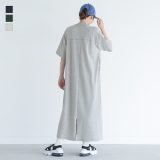 半袖ワンピース レディース ドレス ロング丈ワンピース マキシ丈ワンピース カットソーワンピース スリット ワンピース ロングワンピース モックネック 半袖 五分袖 Aライン 無地 春 夏 秋 オシャレウォーカー【メール便不可】【30】