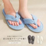 【期間限定！最大50％OFFクーポン対象】スリッパ ルームシューズ ルームサンダル 室内 洗える レディース 綿100％ コットン 着る保湿クリーム おしゃれ かわいい パイル タオル地 シンプル コットンサンダル 草履 トング 鼻緒 吸水 クッション◇【メール便不可】【20】