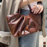 ハンドバッグ レディース フェイクレザー [B1638] レディース バッグ バック 鞄 カバン ショルダーバッグ ショルダー 肩掛け 斜め掛け ストラップ 合皮 ギャザーバッグ ギャザー マチあり マチ付き ファスナー 20代 30代 40代 50代 60代 70代 ブラウン カーキ ブラック 黒