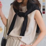 ≪8/5 新発売!!1890円 送料無料≫ ノースリーブ トップス レディース [C7601] 20代 30代 40代 セットアップ 夏 夏服 夏トップス オフィスカジュアル クルーネック Uネック インナー ジャケット スーツ 体型カバー シンプル きれいめ 上品 涼しい【送料無料】【メール便】