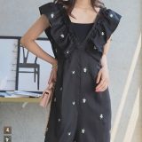 ≪8/10 新発売!!4990円 送料無料≫ オールインワン レディース 花柄 [E3523] 20代 30代 40代 フリル パンツ ズボン 刺繍 Vネック つなぎ ジャンプスーツ フラワー刺繍 フラワー刺しゅう バックリボン 花刺繍 サロペット 楽ちん 春夏秋 着回し スタイルアップ見え【送料無料】