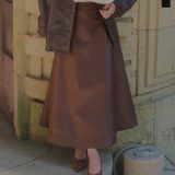 ≪’25AW先行受注★10%OFF×P10倍≫ フェイクレザー フレアスカート [M4262] レディース スカート ロングスカート ロング丈 マキシスカート マキシ丈 Aライン フレア ハイウエスト レザースカート 合皮 マット ファスナー チャック ジップ【送料無料】