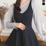 ≪8/8 新発売!!3280円 送料無料≫ ビスチェ ペプラム ニット トップス [N1220] レディース ニットトップス キャミソール フレア 綺麗め 大人 可愛い ウエスト切替 リブニット 重ね着 レイヤード 春 夏 秋 冬 軽い トレンド 体型カバー Vネック シーズンレス【送料無料】