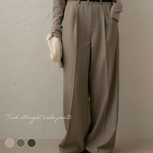 NOAHL｜【メール便】タック カーブ パンツ レディース ボトム ストレッチ カーブパンツ タックパンツ ストレッチパンツ グレージュ ブラウン チャコール 黒 ママ 春 夏 秋 ノアル 250813【予約】